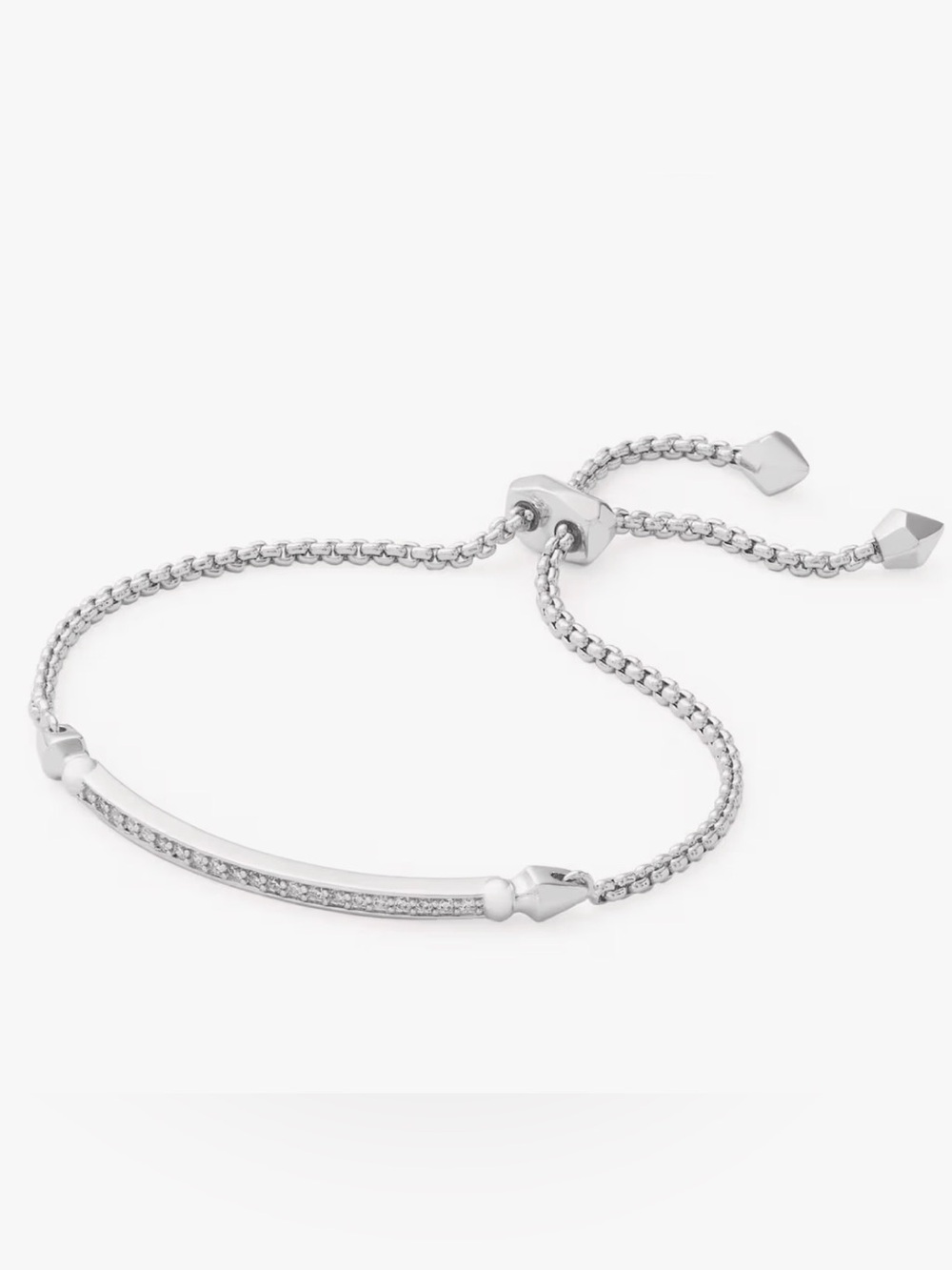 Kendra Scott silver OTT bracelet adjustable rhinestone sparkle chain white cz